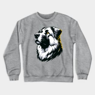 Stunning and Cool Anatolian Shepherd Dog Monochrome and Gold Portrait for Father's Day Crewneck Sweatshirt